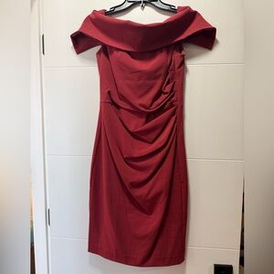 Vince Camuto Off Shoulder Draped Red Cocktail Dress